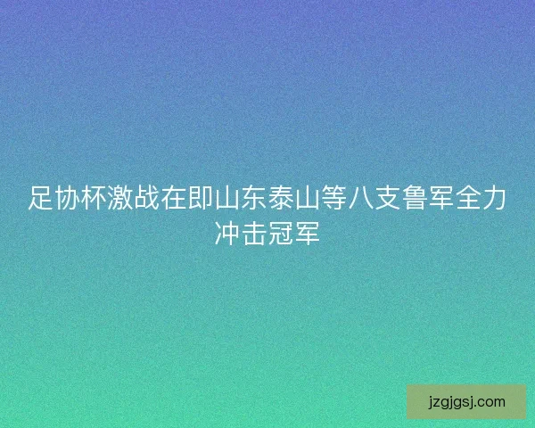 足协杯激战在即山东泰山等八支鲁军全力冲击冠军