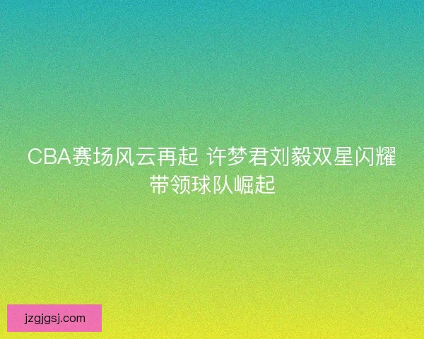 CBA赛场风云再起 许梦君刘毅双星闪耀带领球队崛起